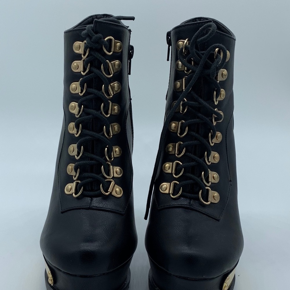 City Snappers Black Leather Heels - Picture 4 of 6